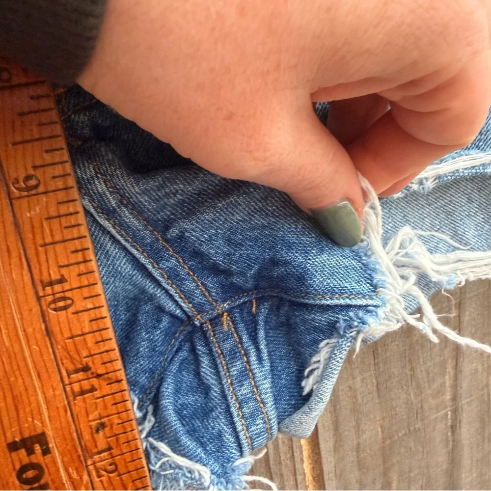 Agolde Frayed Parker Hem Blue Jean Shorts Size 31 - Picture 2 of 9